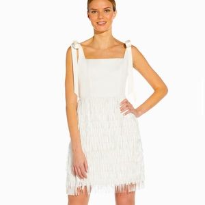 Aidan Mattox Crepe and Fringe Cocktail Dress